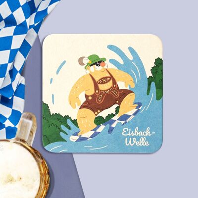 Stadtliebe® | Postal de alfombrilla de cerveza de Munich "Eisbachwelle"