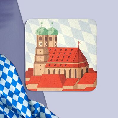 Stadtliebe® | Carte postale de tapis de bière de Munich "Frauenkirche"