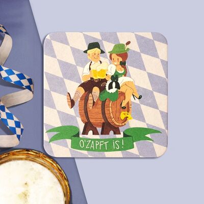 Stadtliebe® | Postal del práctico de costa de la cerveza de Munich "¡O'Zapft es!"
