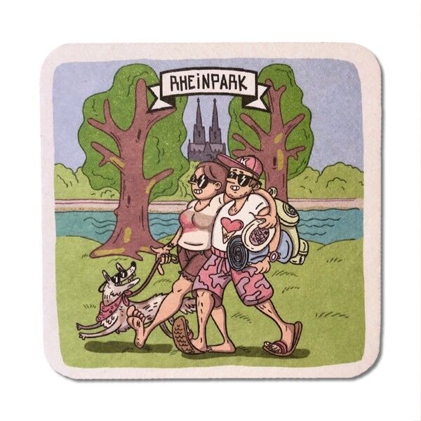 Stadtliebe® | Postal de alfombrilla de cerveza de Colonia "Rheinpark"