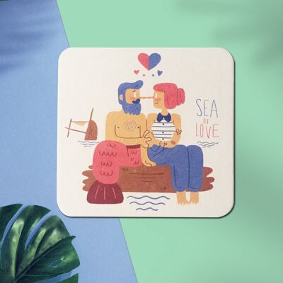 Stadtliebe® | Carte postale de tapis de bière de Hambourg "SEA OF LOVE"