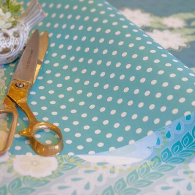 Kanzashi willow & dots - blues - gift wrapping paper