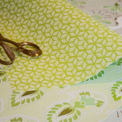 Feathers & lattice - soft greens - gift wrapping paper
