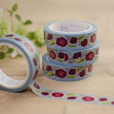 Tudor rose - red & pale blue - washi / paper tape