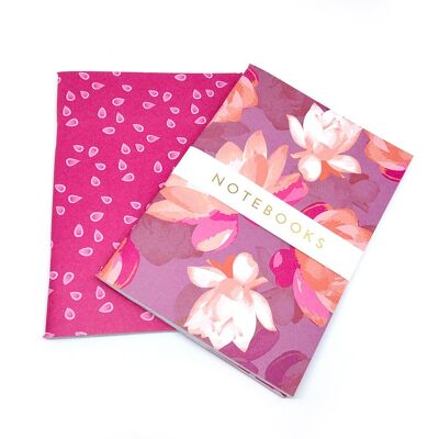 Lotus blooms - pinks - notebooks set
