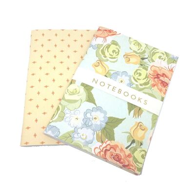 Bold roses - pistachio & amber - notebooks set