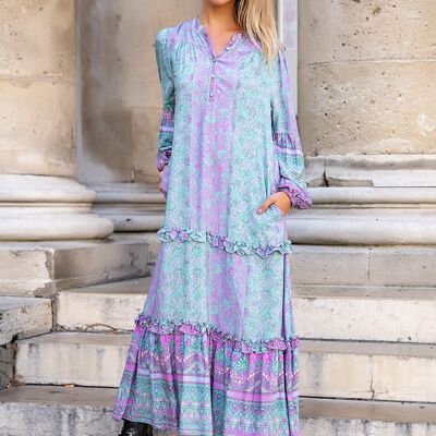 Long floral print shirt dress