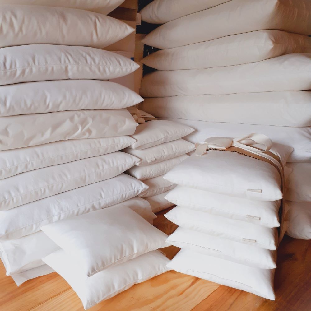 Coussins intérieurs sur mesures KAPOK, CHANVRE, Fabrication en France