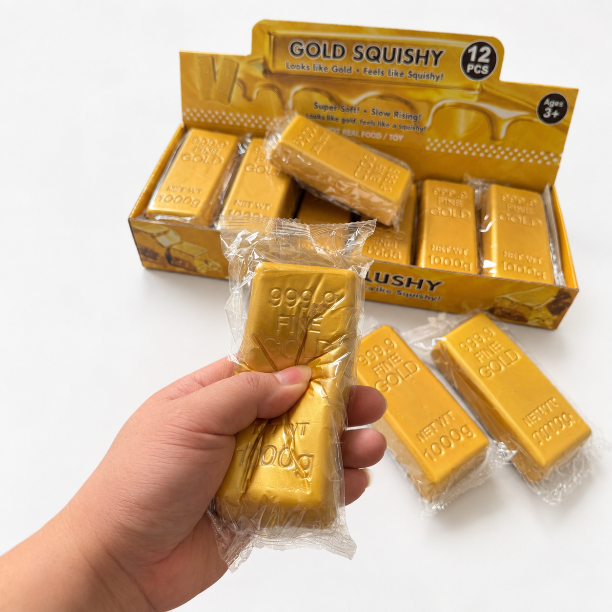 Gold Bar Slow Rising Squishy Stress Relief Toy, PU Foam