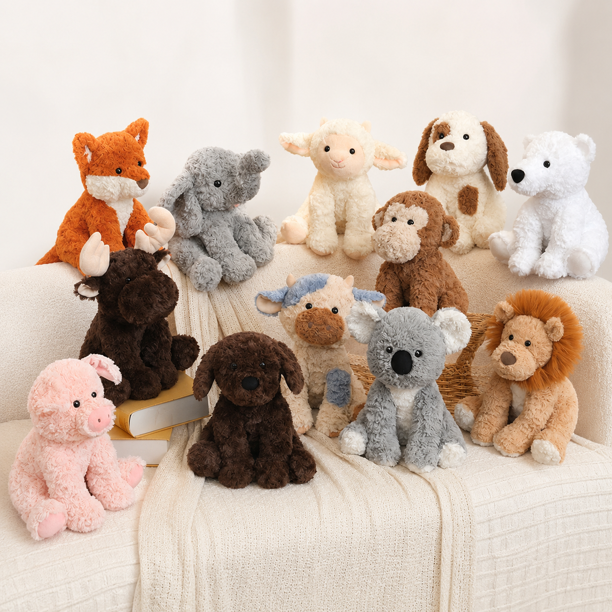 25cm Cute Sitting Animal Plush Toy | Soft Stuffed Doll