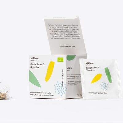 Infusiones de hierbas orgánicas Remedio No.3 - Digestivo - Caja de 10 x bolsitas de té envueltas individualmente