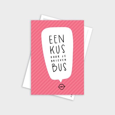 Een kus door je brievenbus - Kaart