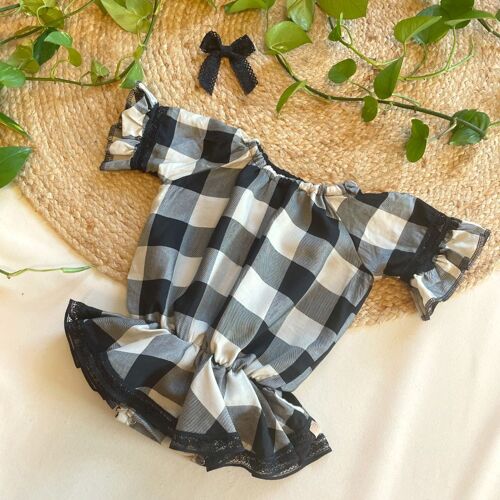 barboteuse jupette à carreaux