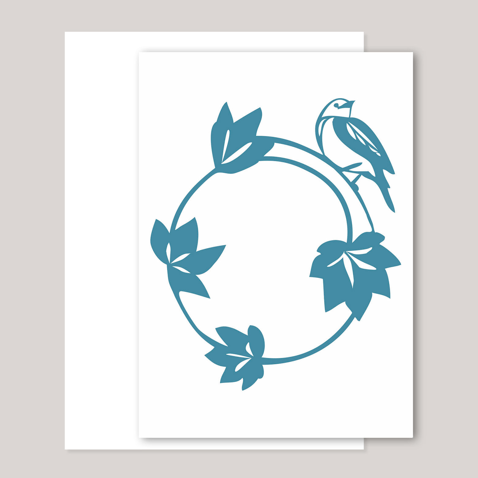Greeting card »Bird wreath-turquoise«