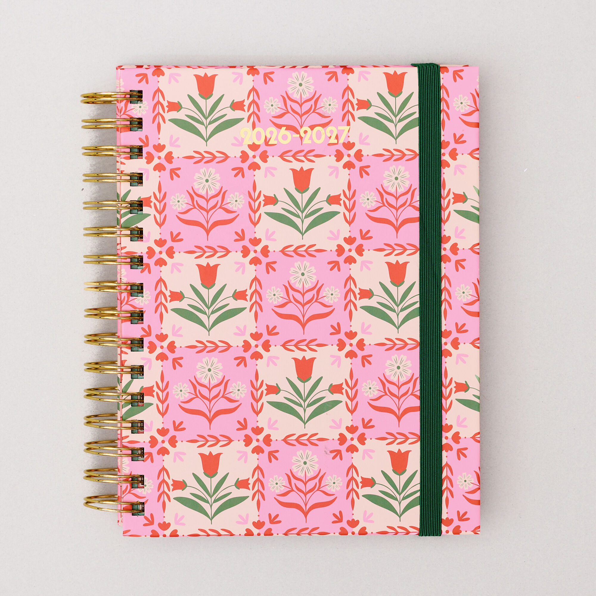 17 Month Medium Planner, Pink Tile Floral