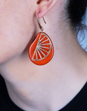 Boucles d'oreilles Segment Tagua - Orange 1