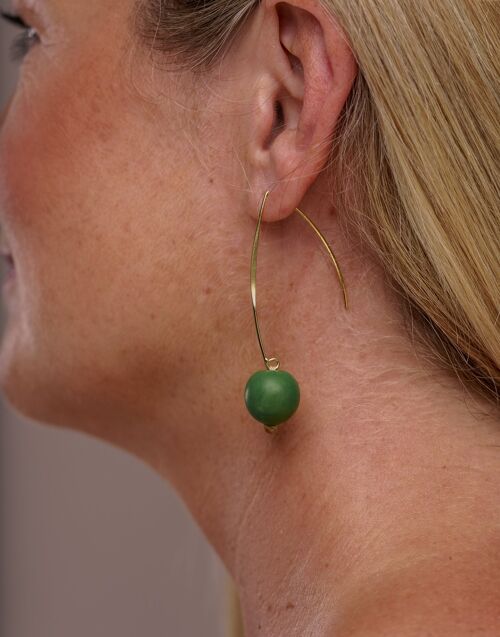 Minimal Drop Tagua Earrings - Green