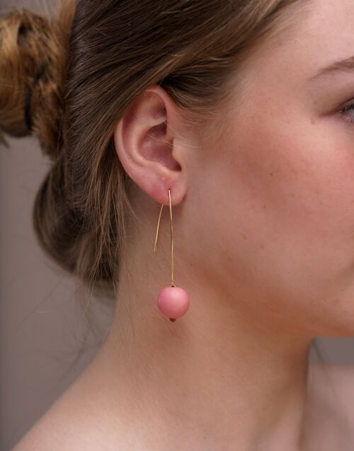 Minimal Drop Tagua Earrings - Pink