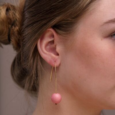 Minimal Drop Tagua Earrings - Pink