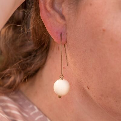 Minimal Drop Tagua Earrings - Ivory