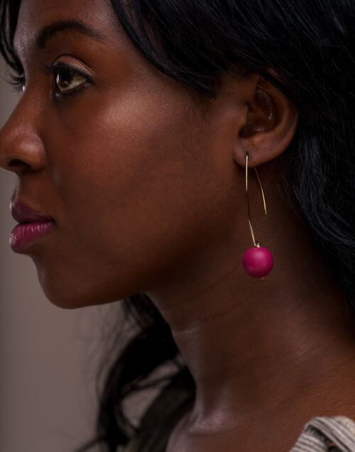 Minimal Drop Tagua Earrings - Frosted Berry
