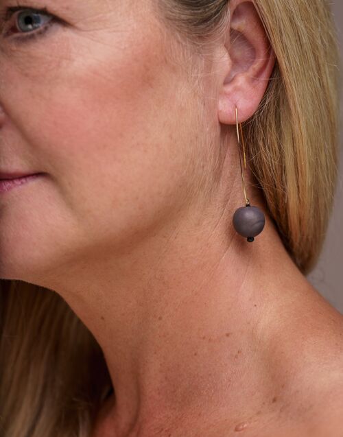 Minimal Drop Tagua Earrings - Charcoal Grey