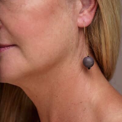 Boucles d'Oreilles Minimal Drop Tagua - Gris Anthracite