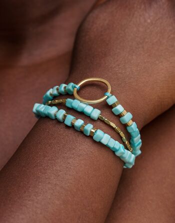 Bracelet Dainty Triple Tagua - Bleu Vif 2