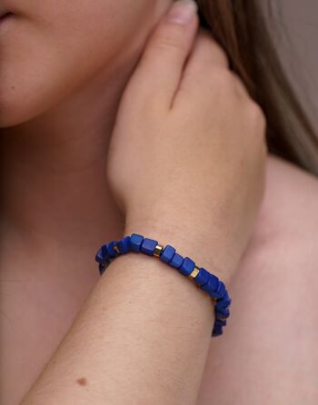 Bracelet Tagua de l'Amitié - Bleu Cobalt 1