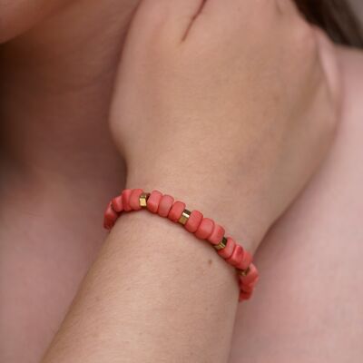 Bracelet Tagua de l'Amitié - Corail