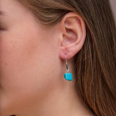 Cubo Tagua Earrings - Bright Blue