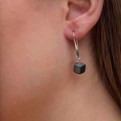 Pendientes Cubo Tagua - Verde Oscuro