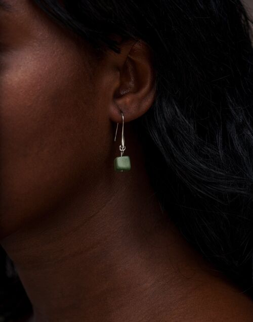 Cubo Tagua Earrings - Green