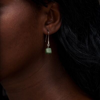 Cubo Tagua Earrings - Green