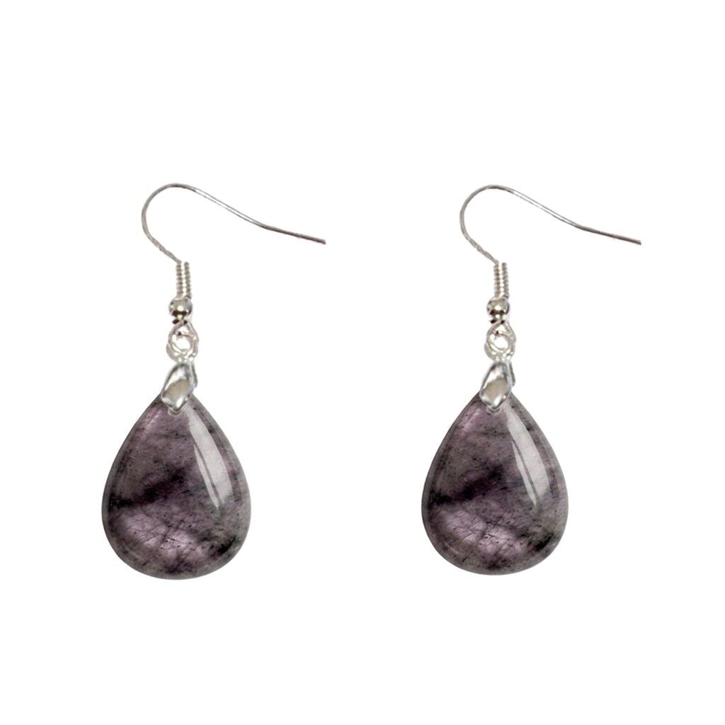 Labradorite Drop Earrings with Purple Reflections