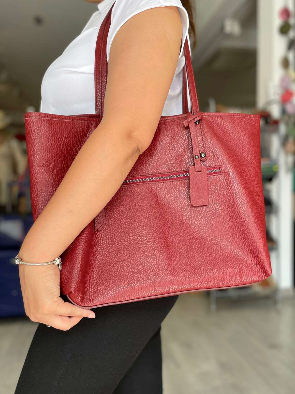 Large Italian Genuine Leather Tote Shoulder Bag
