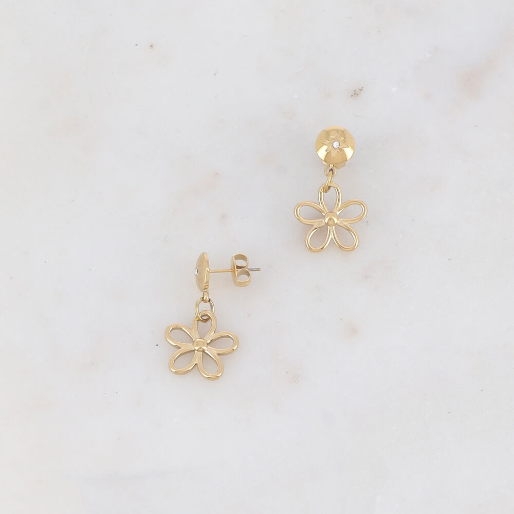B.O à puce avec pièce ronde motif étoile strassé et fleur ajourée