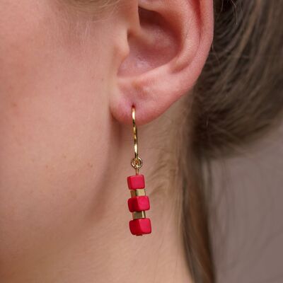 Mini Tagua Drop Earrings - Red