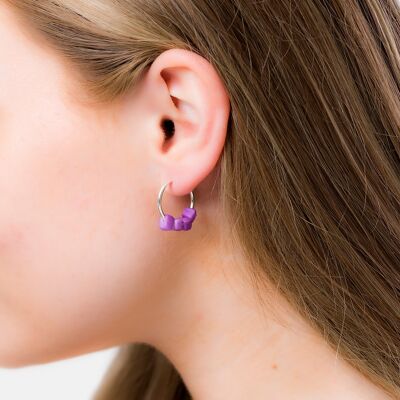 Boucles d'oreilles en argent Cubo Mini - Violet