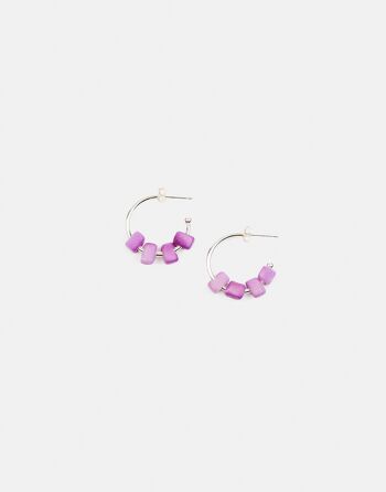 Boucles d'oreilles en argent Cubo Mini - Violet 2
