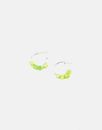 Boucles d'oreilles créoles en argent Cubo Mini - Vert citron 2