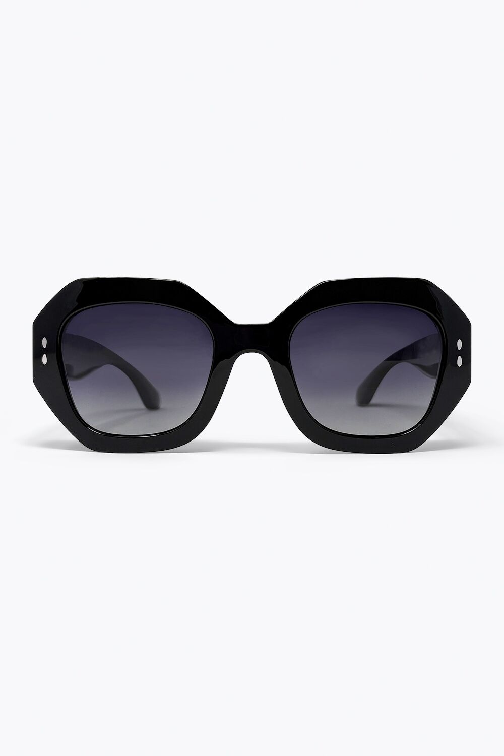 Black Geometric Oversized Frame Gradient Lens Sunglasses