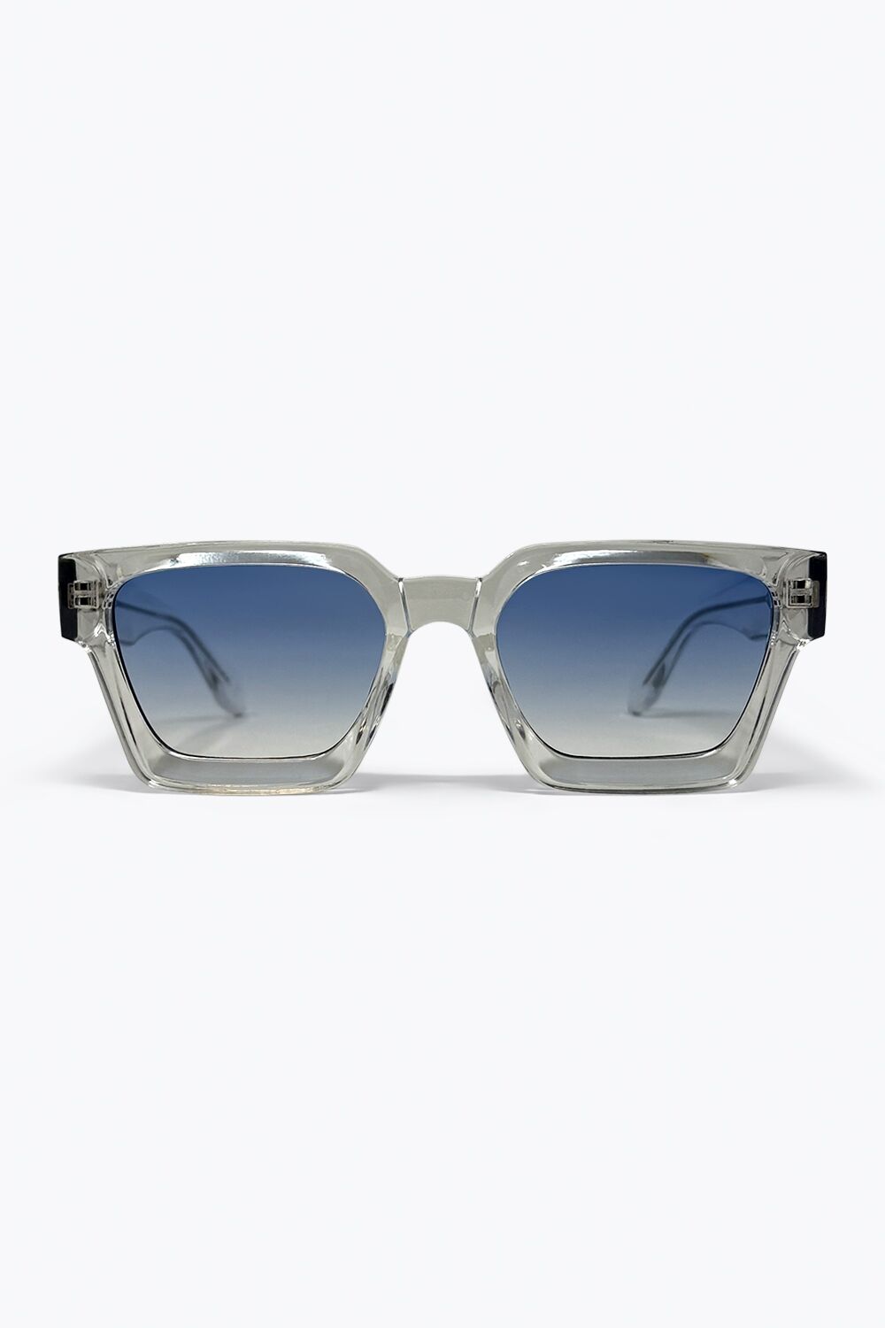 Multicolor Transparent Frame Blue Gradient Square Sunglasses