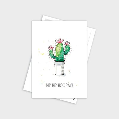 Hip Hip Hooray - Kaart Verjaardag Cactus