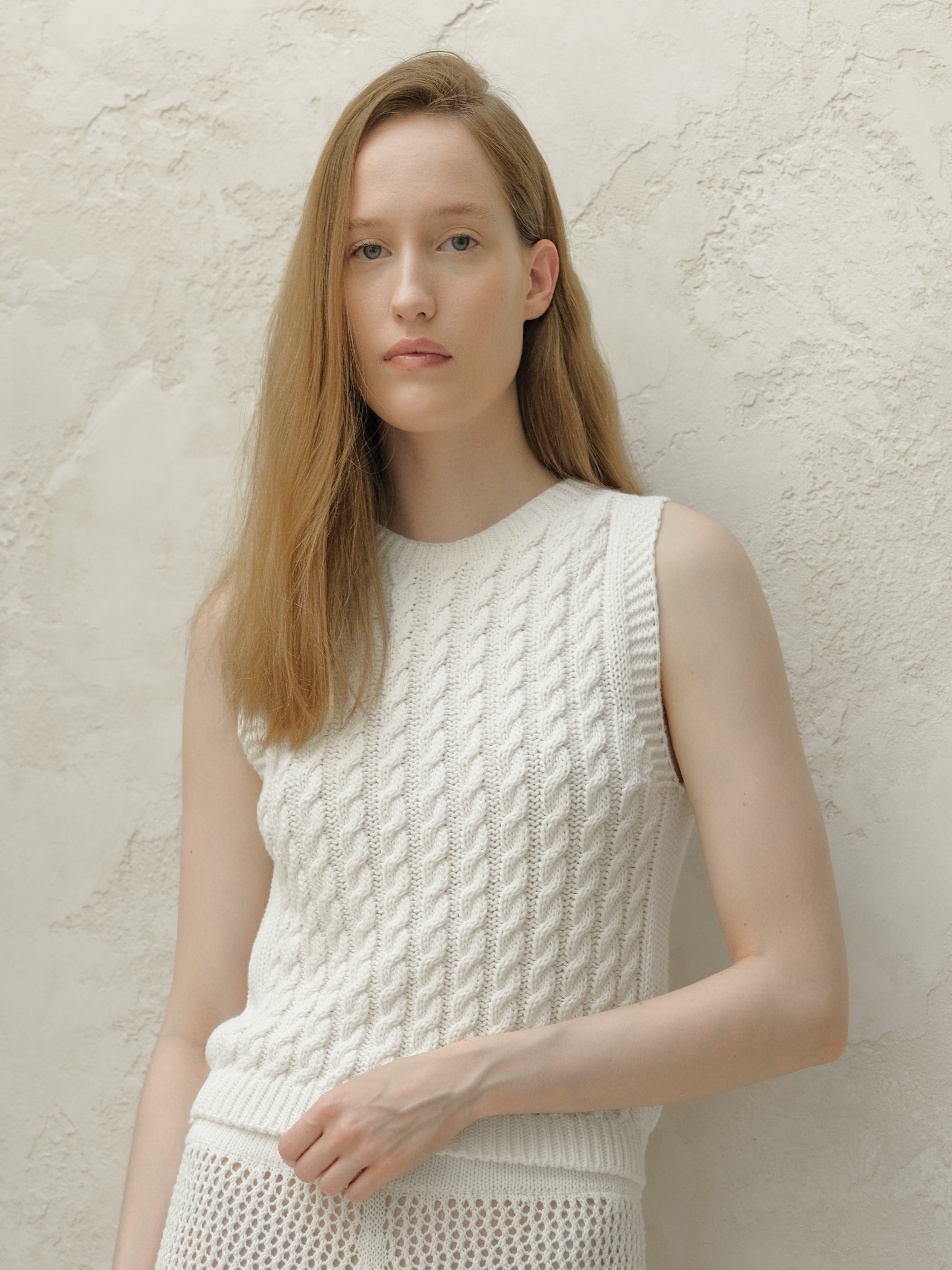 Débardeur en maille torsadée de coton