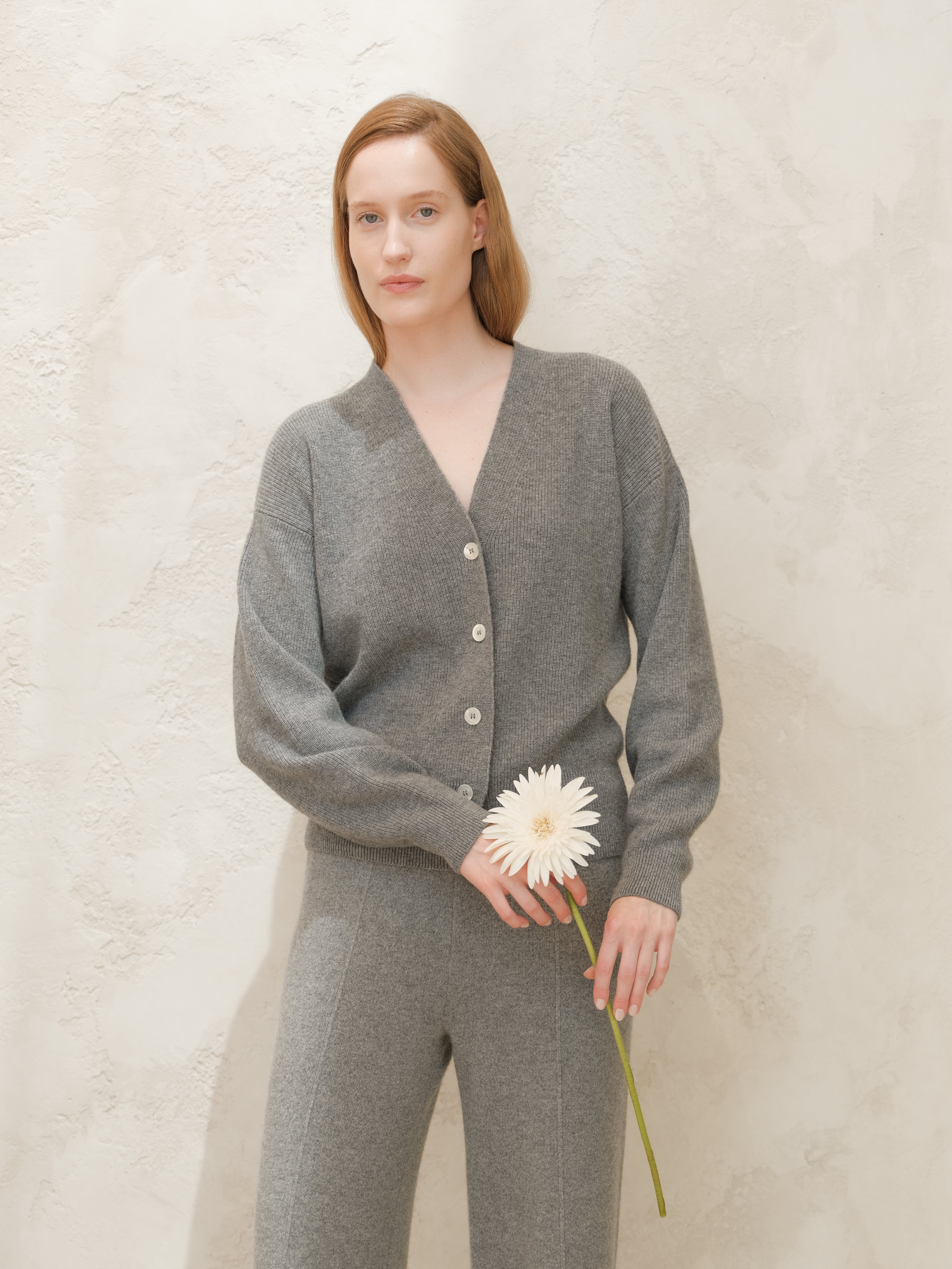 Cardigan côtelé en mélange de cachemire