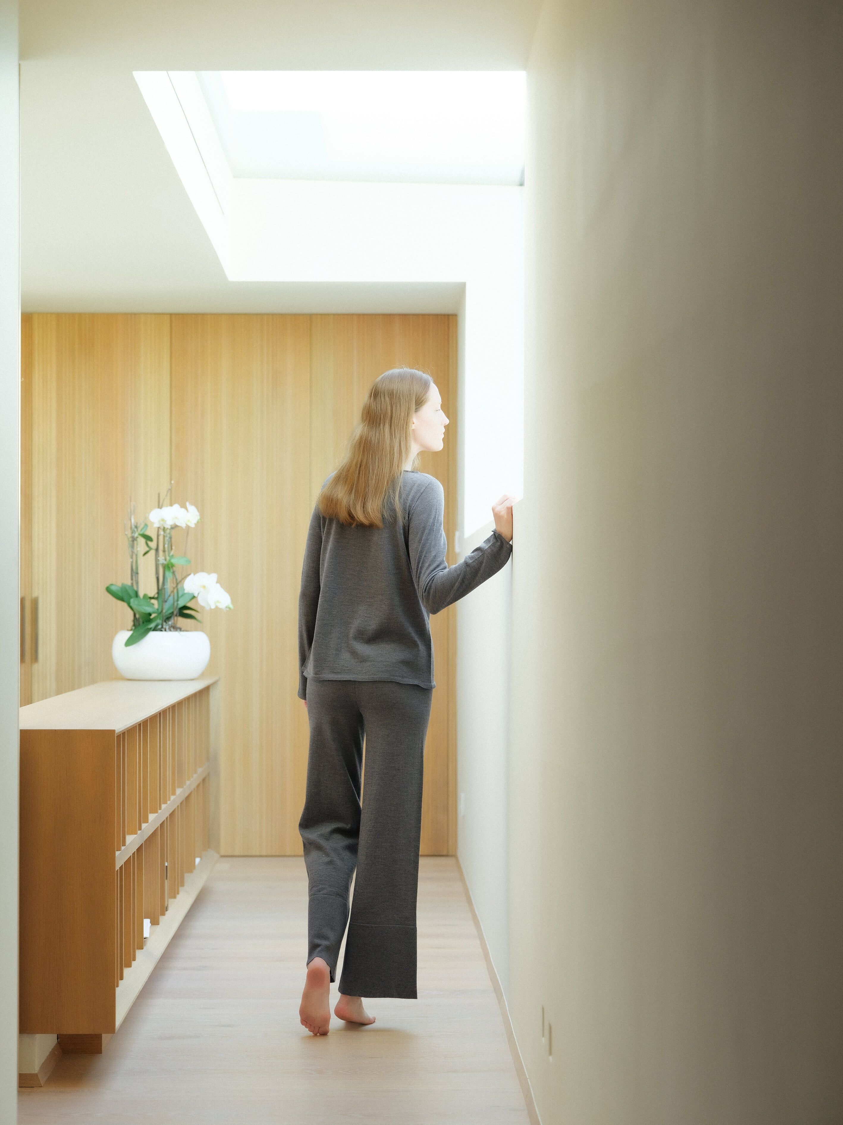 Pantalon large en laine mérinos extra fine