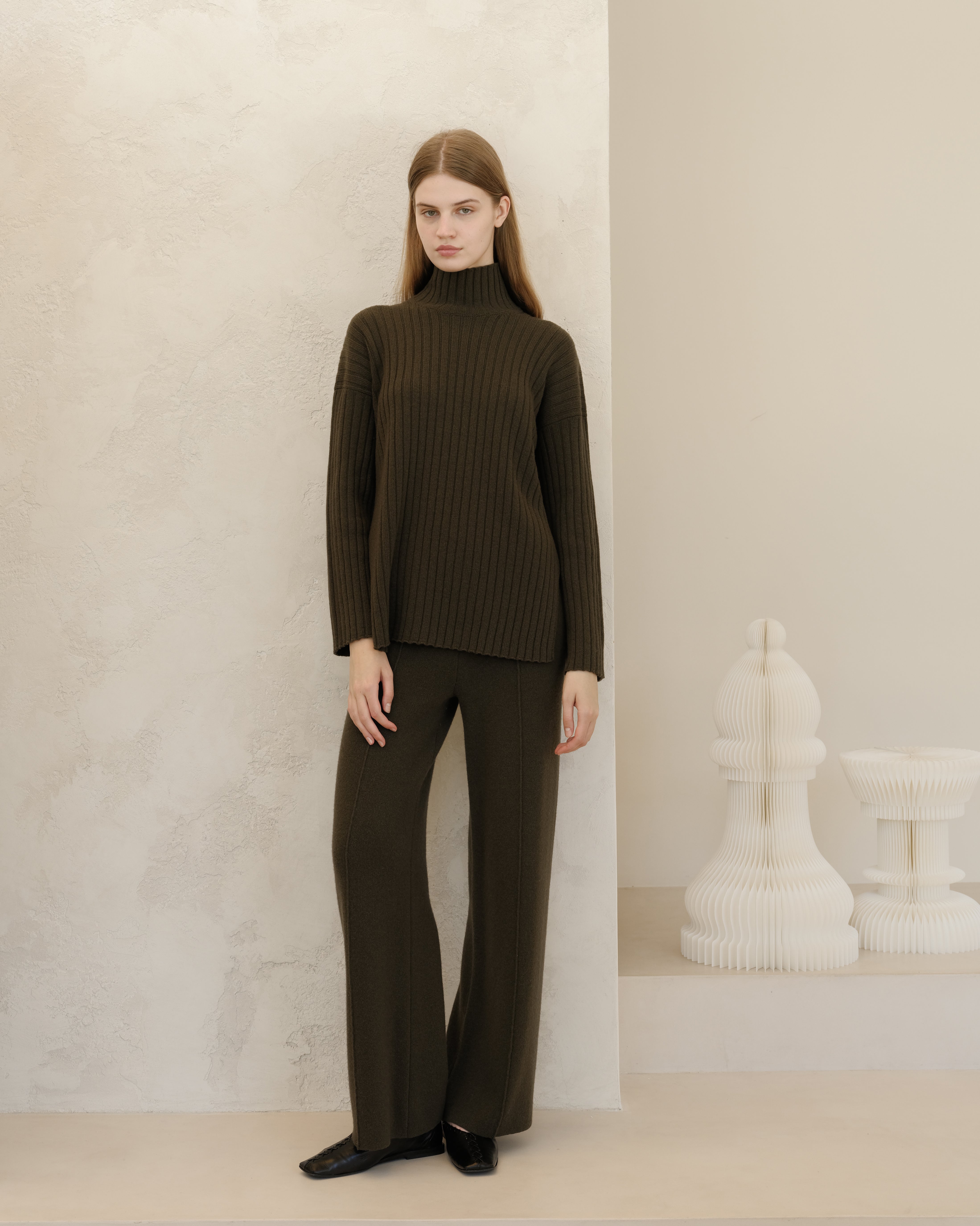 Pantalon large en mélange de cachemire