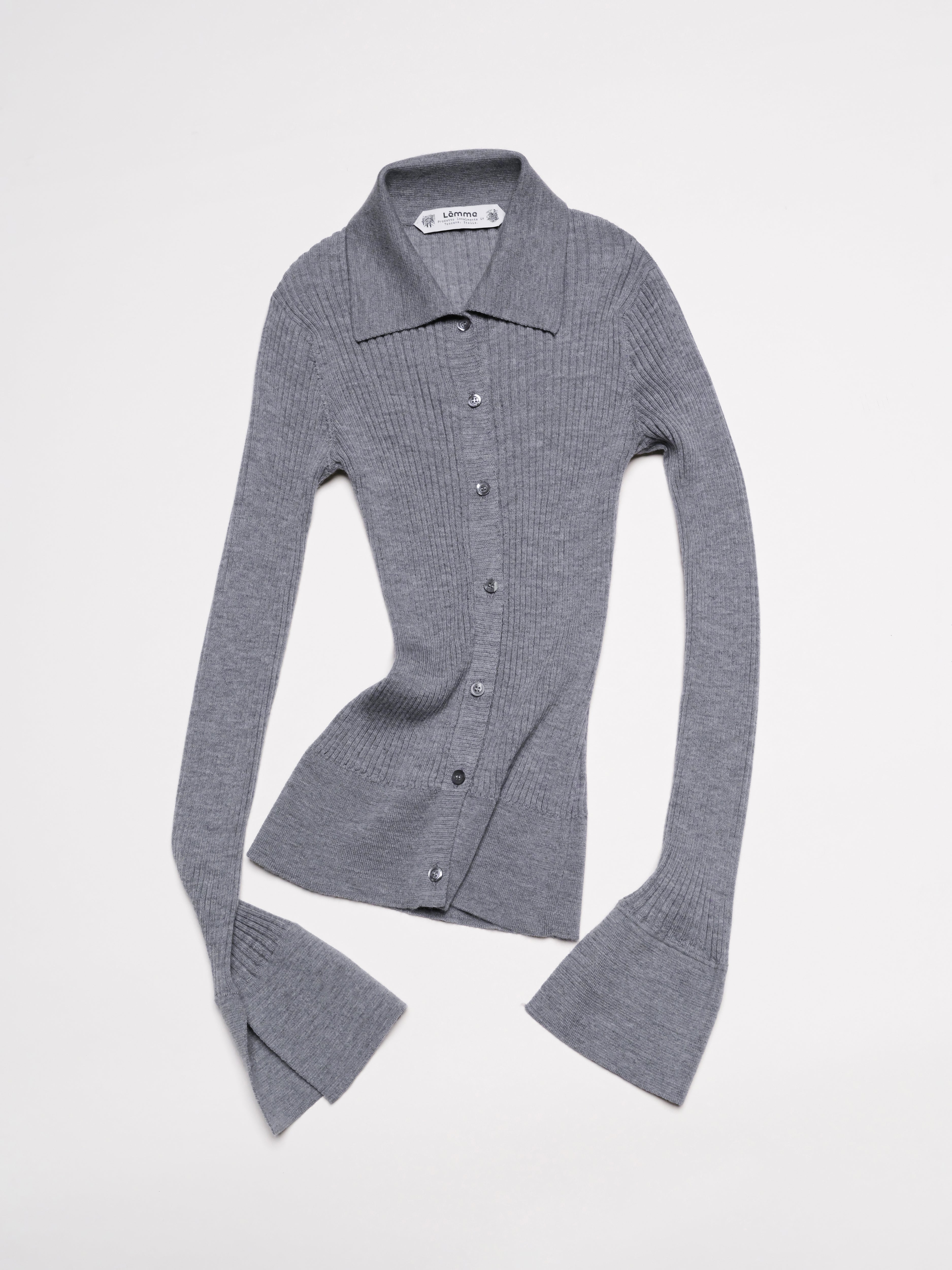 Chemise côtelée en laine mérinos extra fine