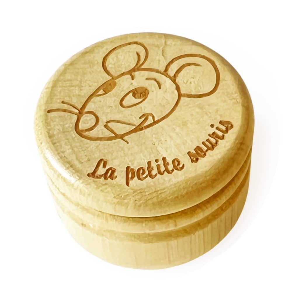 Wooden milk tooth box - engraved with Little Mouse